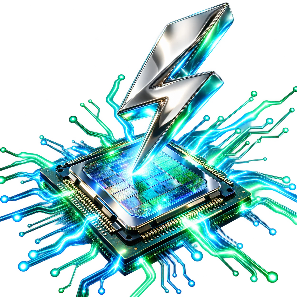 Concept illustration connecting power efficiency with computing