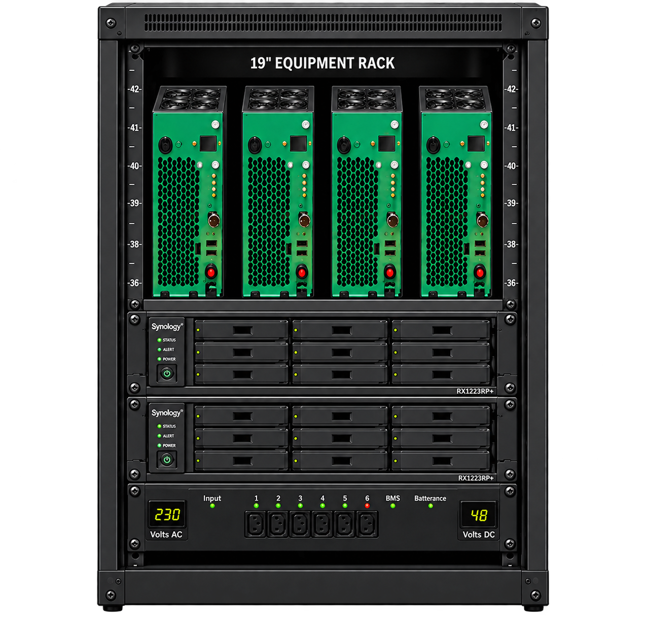 Ritheum rack with DSi servers, storage and Coolverter